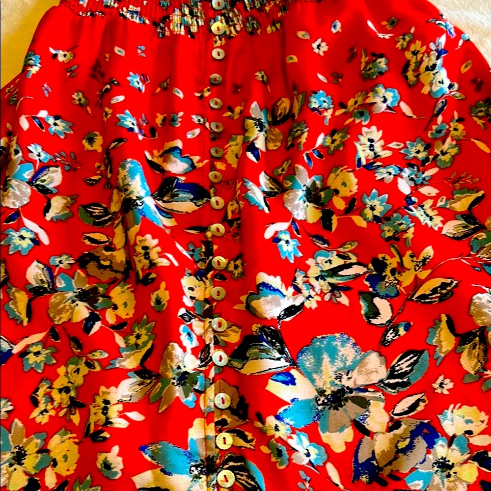 Miss Me Red Floral Maxi Dress - Picture 5 of 7